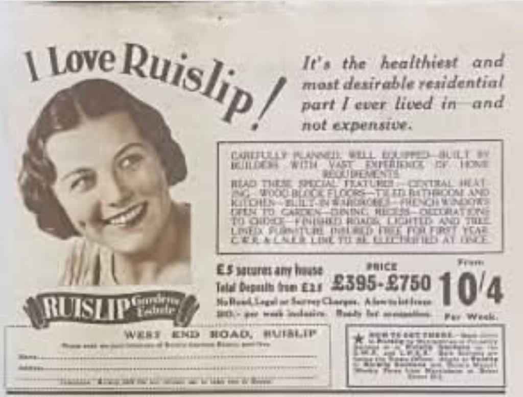 Ruislip Gardens Estate Advert 1937