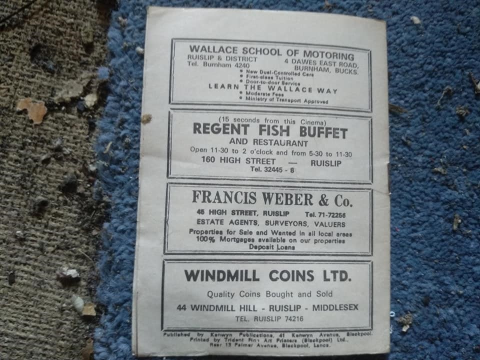 Embassy Ruislip Programme Adverts 3