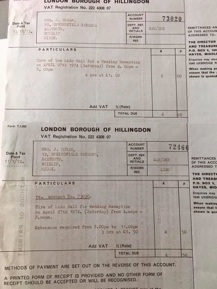 Bill For A Wedding In The Pavilion