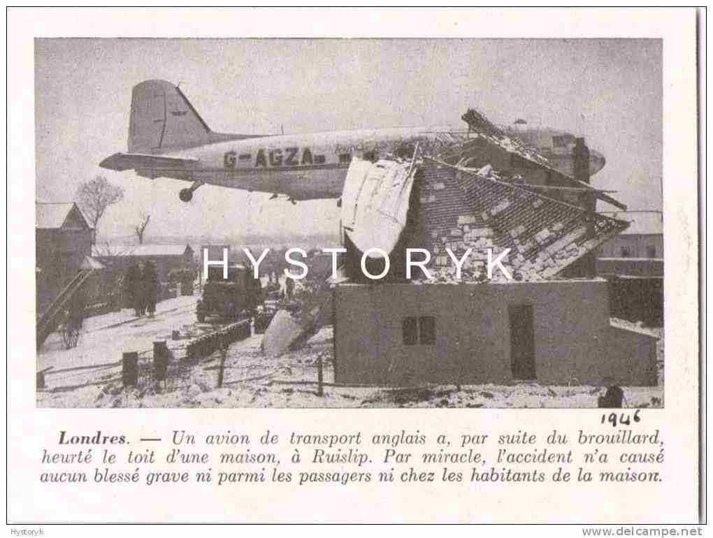 A Dakota crashes in Ruislip on to the roof of a house in Angus Drive