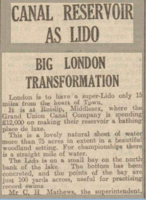 Ruislip Lido In The Papers 1