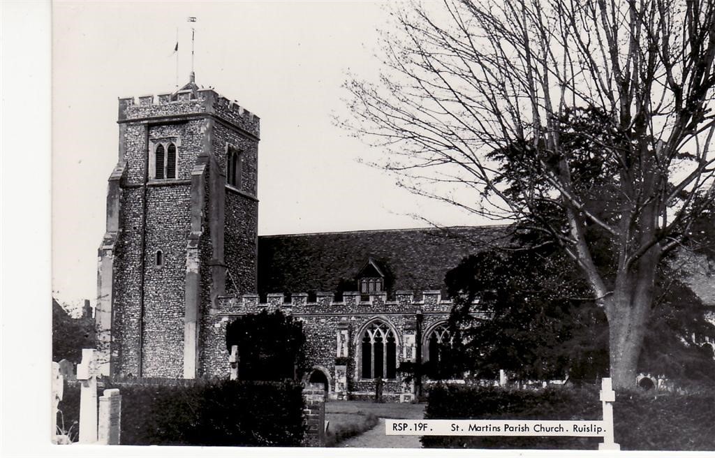 St Martin's Church Ruislip Black And White Postcard 37