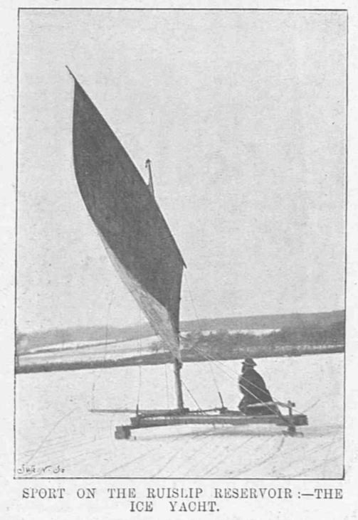 Sport On Ruislip Reservoir. The Ice Yacht