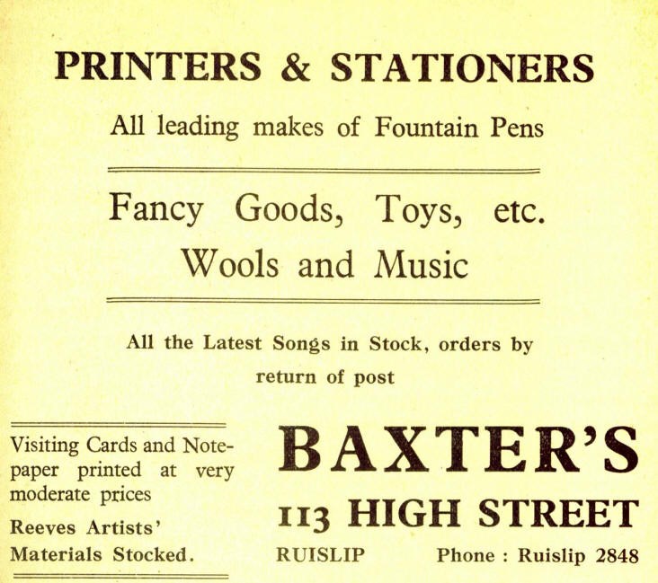 Baxter's Stationers Ruislip