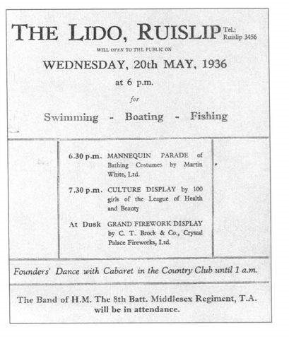 Advert For Events At Ruislip Lido